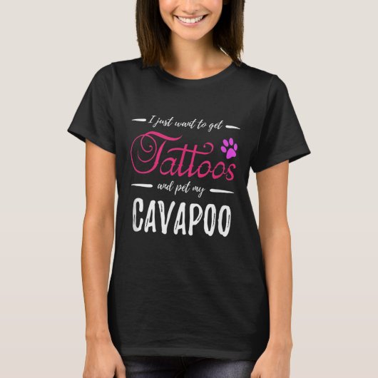 T-shirt Cavapoo Amoureux des chiens Tattoo Drôle Chien Mam (Devant)