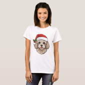 T-shirt Cavapoo Cavoodle de Noël - crème (Devant entier)