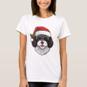T-shirt Cavapoo Cavoodle de Noël - noir et blanc (Devant)