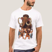 T-shirt Caveman Dad and Son Mammoth Hunt (Devant)