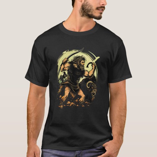T-shirt Caveman Hunting Beasts (Devant)