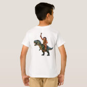 T-shirt Caveman Riding Dinosaur Cartoon Image (Dos entier)