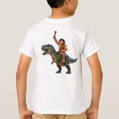 T-shirt Caveman Riding Dinosaur Cartoon Image (Dos)
