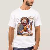 T-shirt Caveman Rolling Stone Funny Tee (Devant)