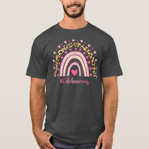 T-shirt Cdh Sensibilisation Coeur rose Leopard Arc-En-Ciel