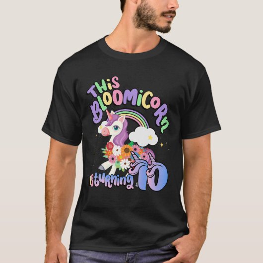 T-shirt Ce Bloomicorne Fête 10 Unicorne 10E Anniversaire (Devant)