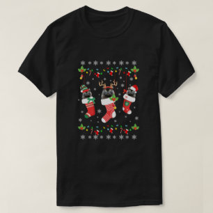 T-shirt Ce Chat Noir De Pyjama De Noël En Chaussettes