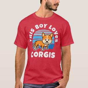 T-shirt Ce Garçon Aime Corgis Design Rétro