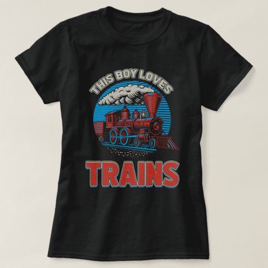 T-shirt Ce Garçon Aime Trains Train Boys Wagon Lover Retro (Design devant)