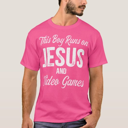 T-shirt Ce Garçon Fonctionne Sur Jésus Et Jeux Vidéo (Devant)
