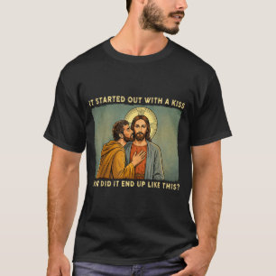 T-shirt Ce n'était qu'un baiser jésus & judas mème drôle