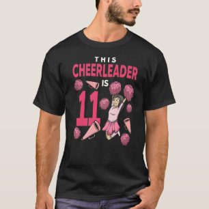 T-shirt Ce Pom-pom girl Est 11 Anniversaire Cheerleader