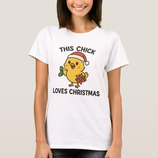 T-shirt Ce poussin aime Noël (Devant)