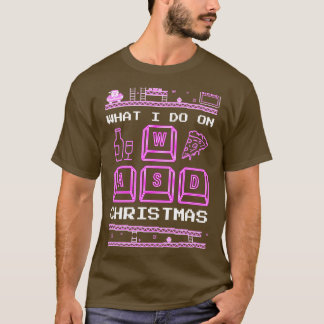 T-shirt Ce que je fais à Noël Jouer Jeux Pizza Vin