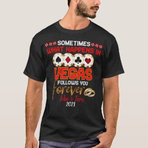 T-shirt Ce qui se passe à Vegas Anniversaire couple marié