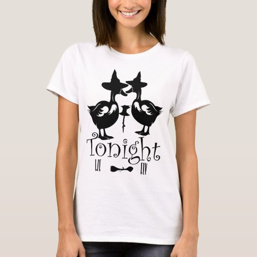 T-shirt Ce Soir, Nous Volons, Halloween Goose Witch (Devant)