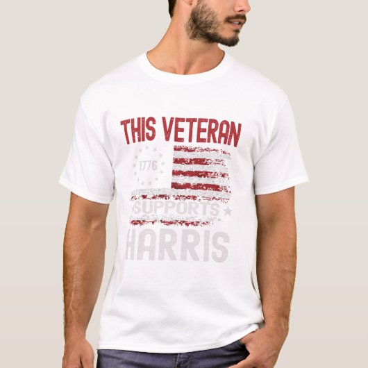 T-shirt Ce vétéran soutient Harris (Devant)