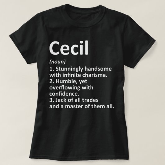 T-shirt CECIL Définition Nom personnalisé Amusant Annivers (Design devant)