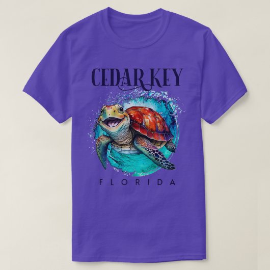 T-shirt Cèdre Key Floride Aquarelle Joyeuse Tortue de mer  (Design devant)