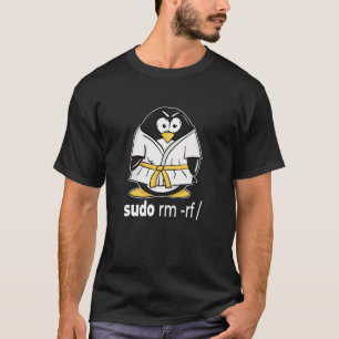 T-shirt Ceinture jaune ninja linux pingouin sudo rm -rf