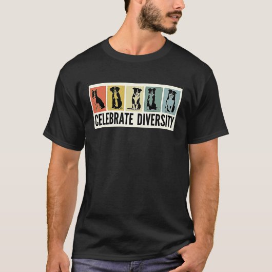 T-shirt Celebrate Diversity Border Collie For Men Border C (Devant)