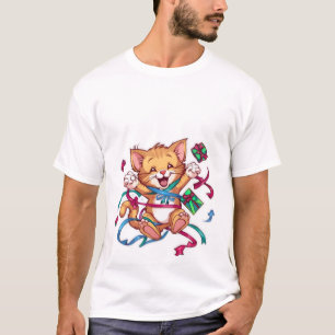 T-shirt Célébration d'anniversaire de chat roux Kawaii exc