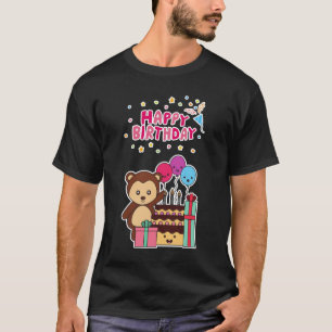 T-shirt Célébration d'anniversaire d'ours mignon - Dessin