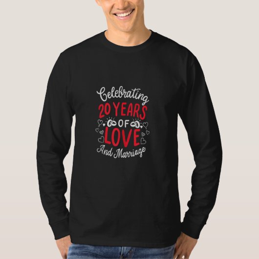 T-shirt Célébration De 20 Annivers D'Amour Et De Mariage (Devant)