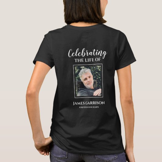 T-shirt Célébration de la vie avec photo sur le mémorial d (Dos)