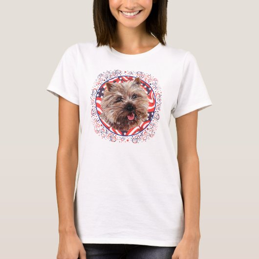 T-shirt Célébration du drapeau américain Cairn Terrier (Devant)