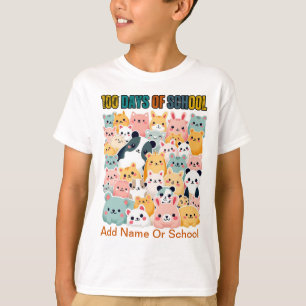 T-shirt Célébrer 100 jours d'école avec des animaux Kawaii