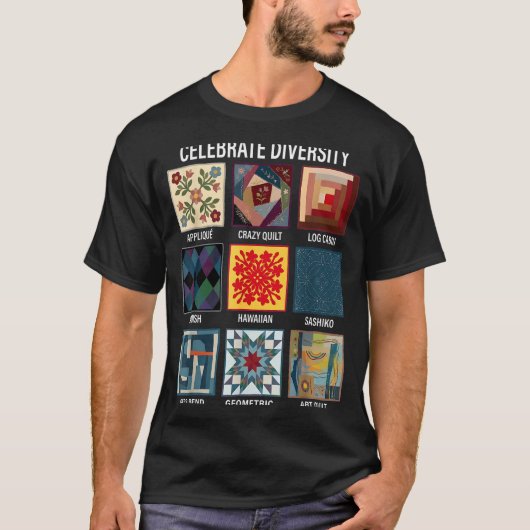 T-shirt Célébrer la diversité artisanat de patchwork de qu (Devant)