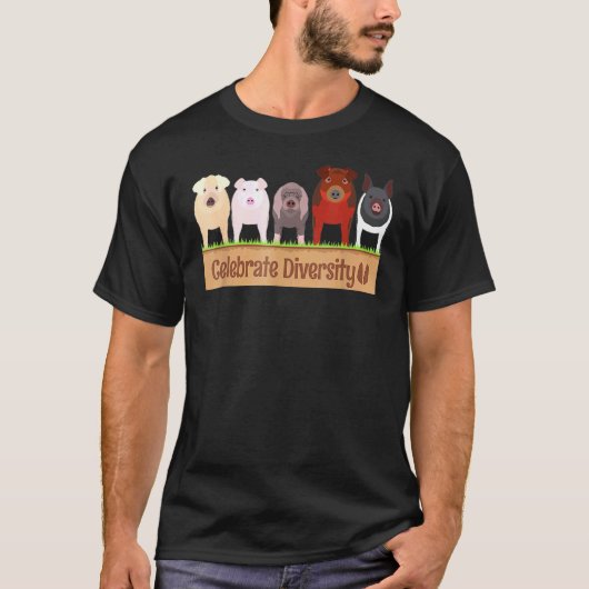 T-shirt Célébrer La Diversité Pour La Race De Cochons De L (Devant)