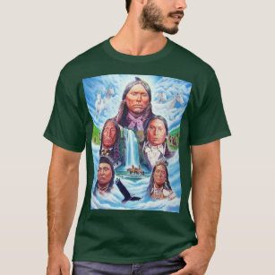 T-shirt Célèbres chefs indiens peignant des hommes Forêt p