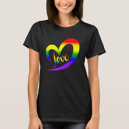 T-shirt Célébrez Fierté Avec Amour Lgbt Pride Arc En Ciel  (Devant)