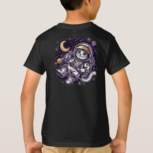 T-shirt Celestial Voyager : Chat Astronaute Violet Espace  (Dos)