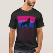 T-shirt Celestial Wolf Bisexual Pride Flag Tribal Galaxy A (Devant)