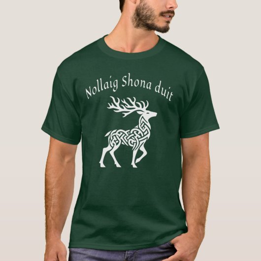 T-shirt Celtic Deer 🦌 irlandais Bonne 🎄 de Noël (Devant)