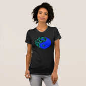 T-shirt celtique de yang de yin (Teal et bleu) (Devant entier)