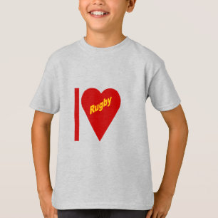 T-shirt cendre enfants I LOVE RUGBY