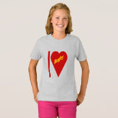 T-shirt cendre filles  I LOVE RUGBY (Devant entier)