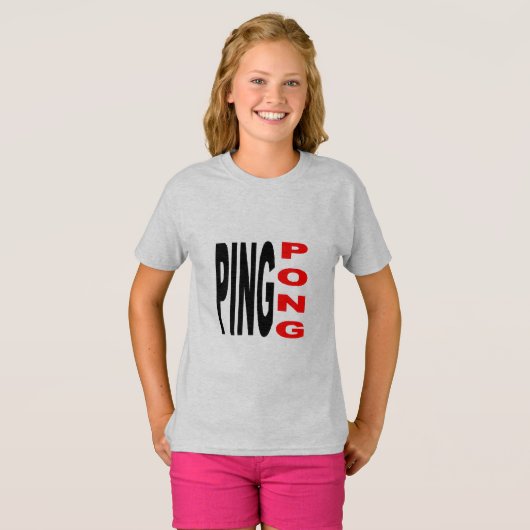 T-shirt cendre filles PING PONG (Devant entier)