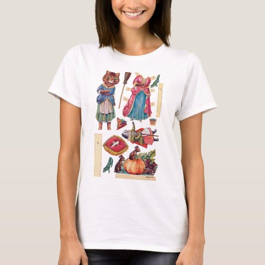 T-shirt Cendrillon, Poupée en papier, Louis Wain (Devant)