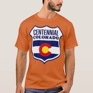 T-shirt Centenaire Colorado Retro Bouclier Drapeau Blanc