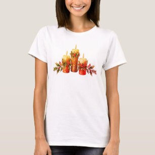 T-shirt Centre de table à bougie joyeux Noël sur un SS bla