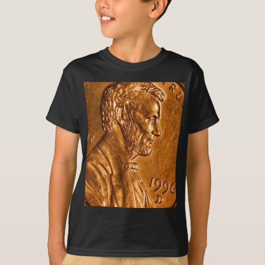 T-shirt Cents Lincoln de cuivre de penny (Devant)