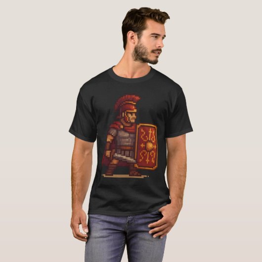 T-shirt Centurion fier - légionnaire romain en pixel art (Devant entier)