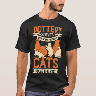 T-shirt Céramiste Créateur de Poterie Amateur de Chat Cade