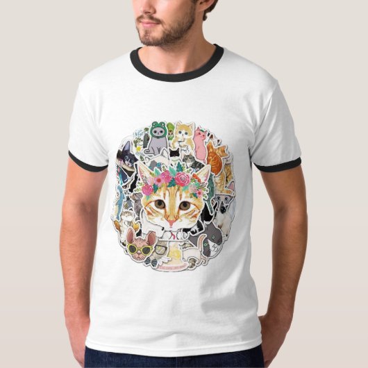 T-shirt Cercle de 50 chats chats mignons (Devant)