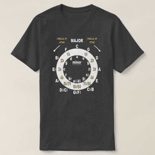 T-shirt Cercle de Quintes et Quartes de Guitare (Design devant)